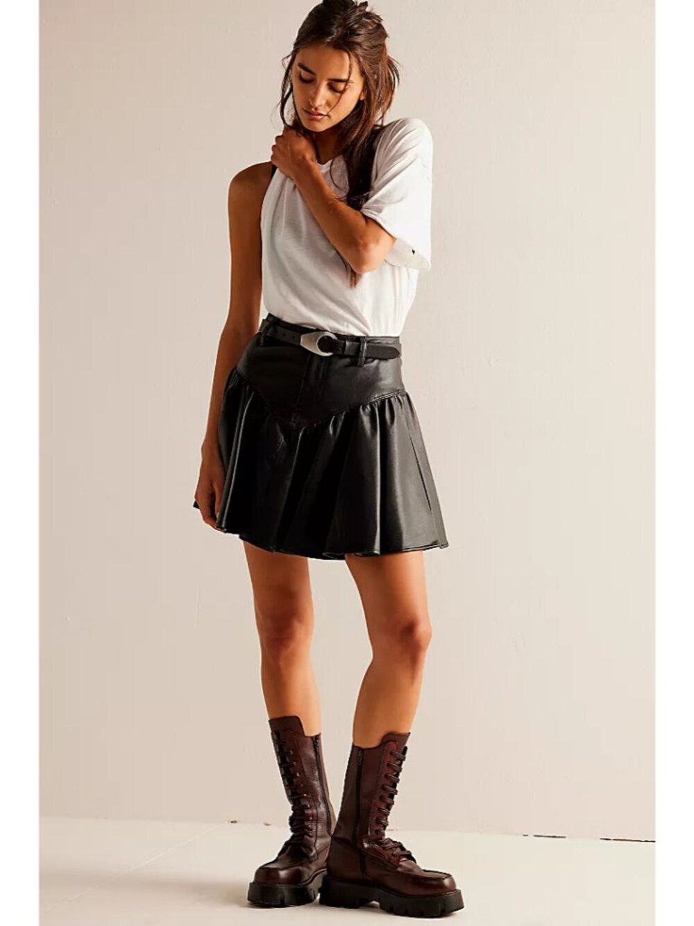 Free People Without Reservations Mini Skirt Faux Leather NWT Size 30/10 Edgy